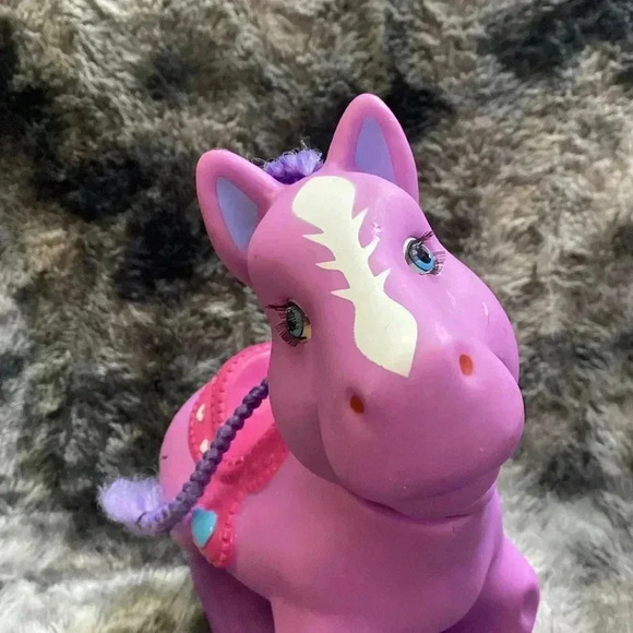 Vintage Little Pony Large Sized Purple W/ pink saddle 12" - Picture 4 of 16